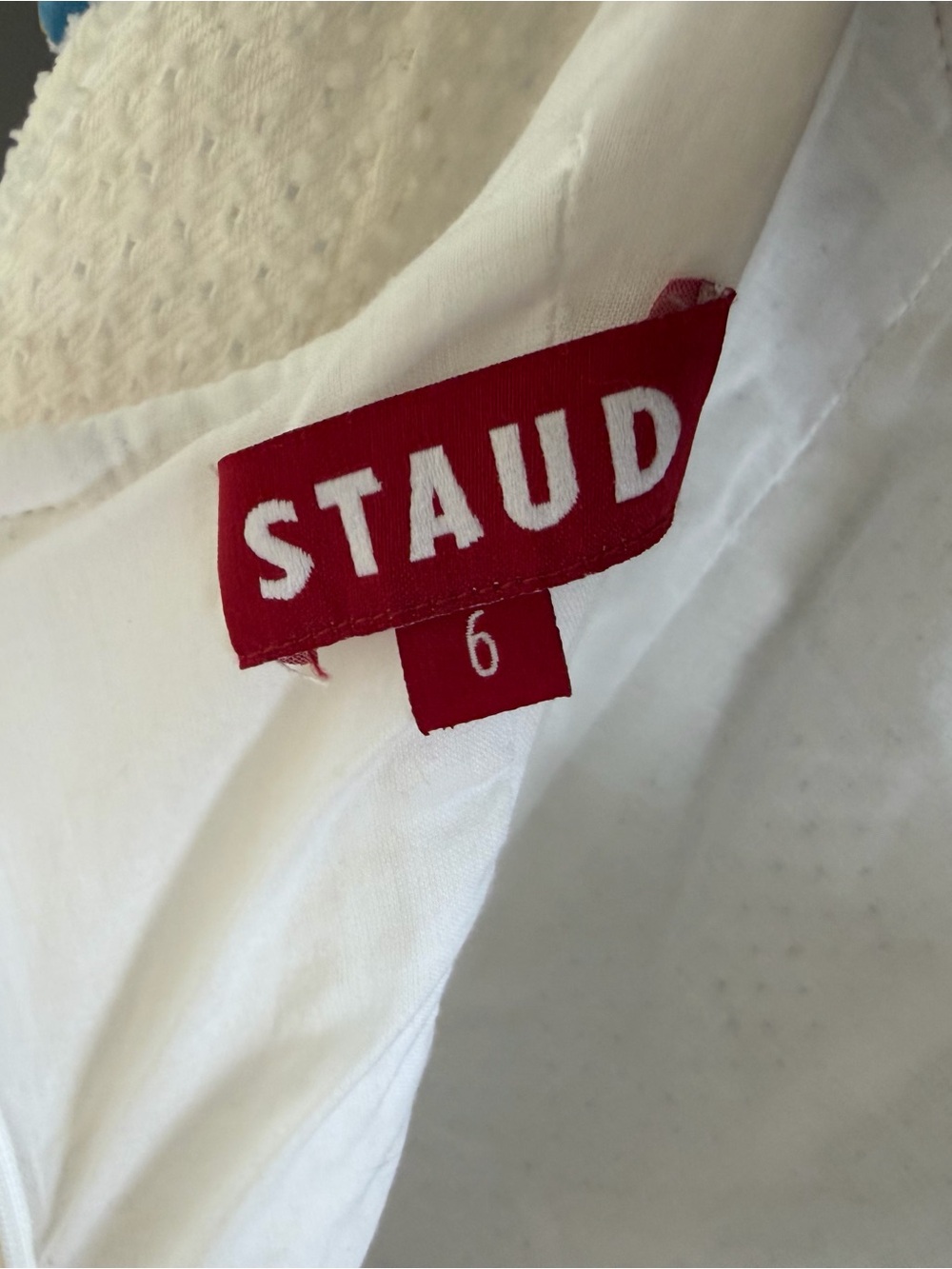 STAUD Wells Embroidered White Minidress with Multicolor Trim | 6 | NWT - Picture 12 of 14